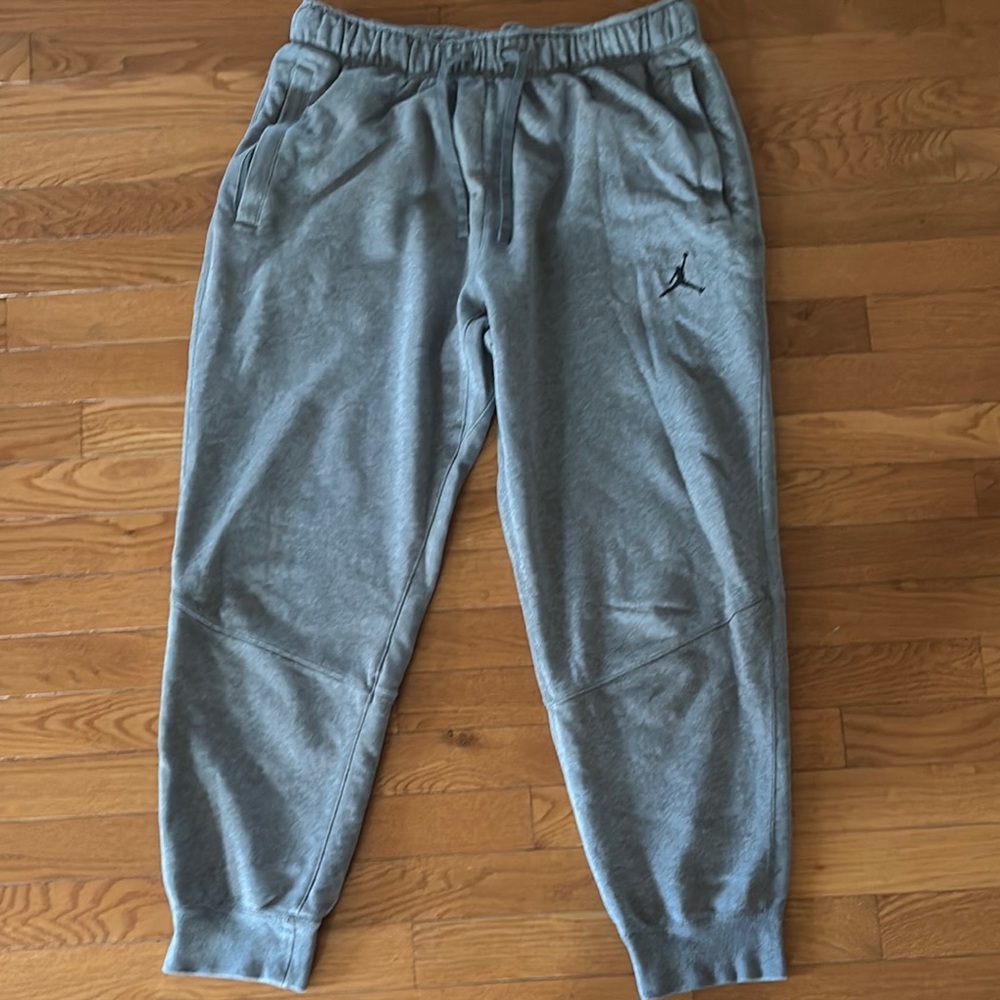 Jordan Gray Sweatpants with Red Logo
